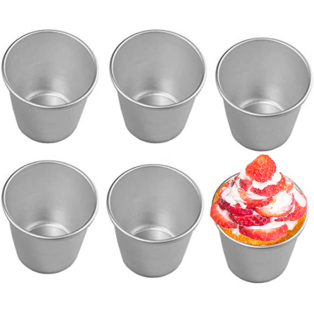 6 Pcs Nonstick Individual Tumblers Popovers Chocolate Molten Pudding Cups Raspberry Mold,3.15 Inch Height