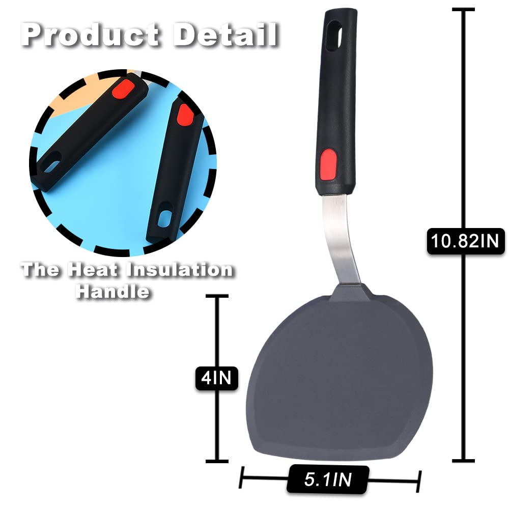 Tenta Tenta Kitchen Silicone Turner Wide Pancake Spatula Pizza Peel Kitchen Utensil Nonstick Cookware Safe Kitchen Flipper For G