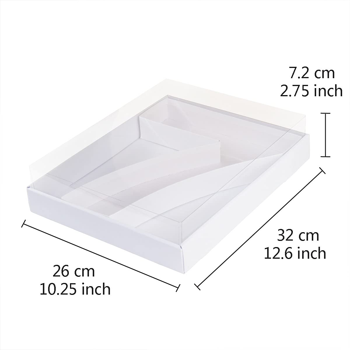 Wenpack 12'' Cardboard Number Shaped Mache Cupcake Strawberries Fillable Carton Box With Clear Lid (White, 7)