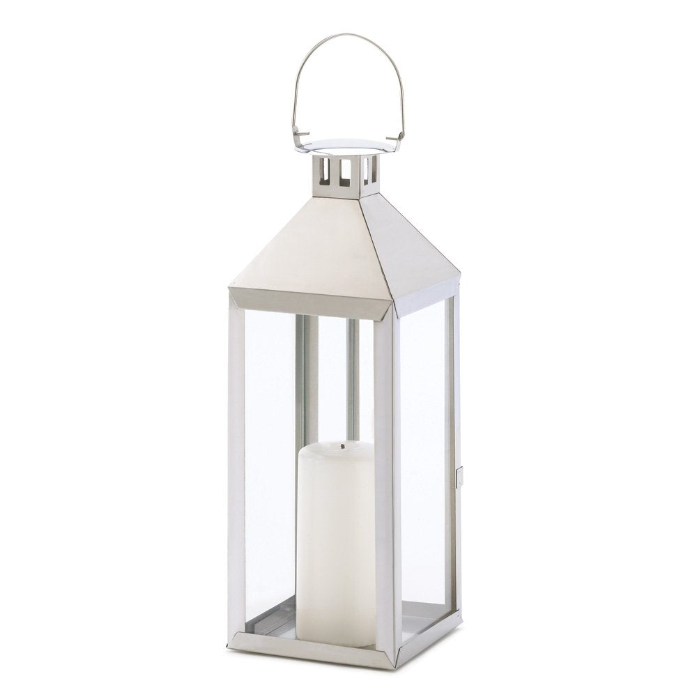 Accent Plus Zingz & Thingz Traditional White Candle Lanterns, Decorative Light Home Decor, 15 Tall, Soho