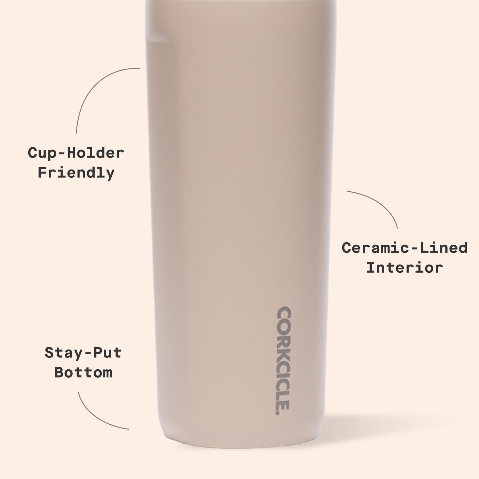 Corkcicle Commuter Cup - Insulated Stainless Steel Travel Mug - Holiday Mug Gift - 17 oz - Desert
