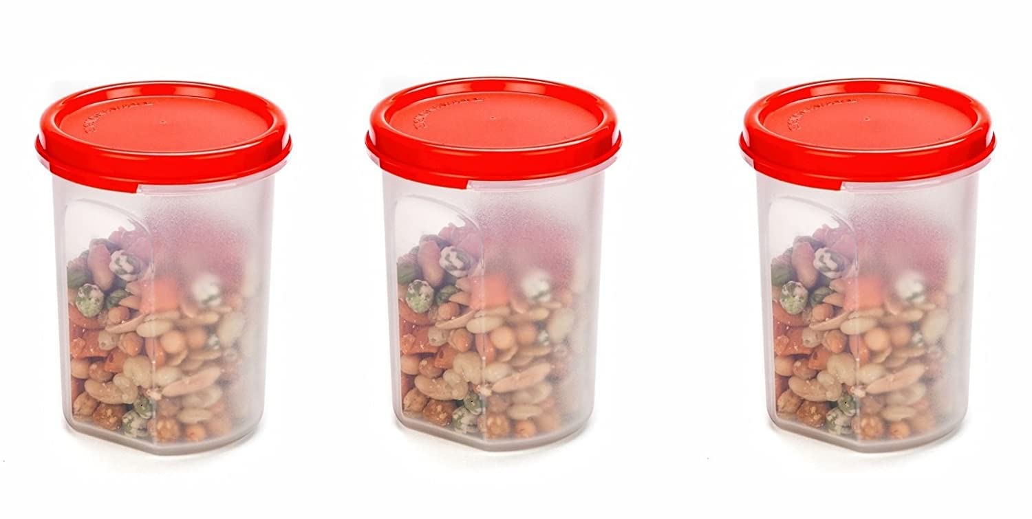 Signoraware Modular Plastic Container Set, 450Ml, Set Of 3, Red