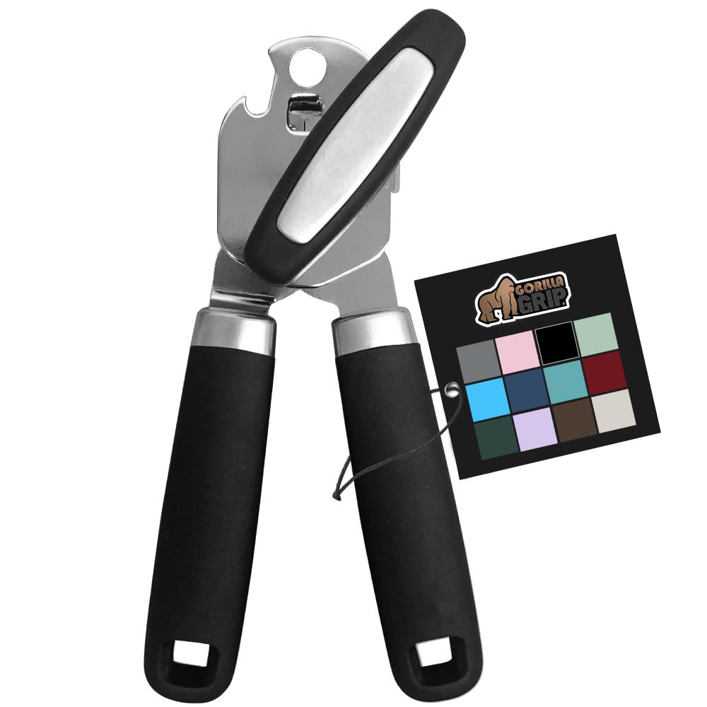 The Original Gorilla Grip Heavy Duty Stainless Steel Smooth Edge Manual Can Opener And Bottle Openers, Soft Handle, Rust Proof O
