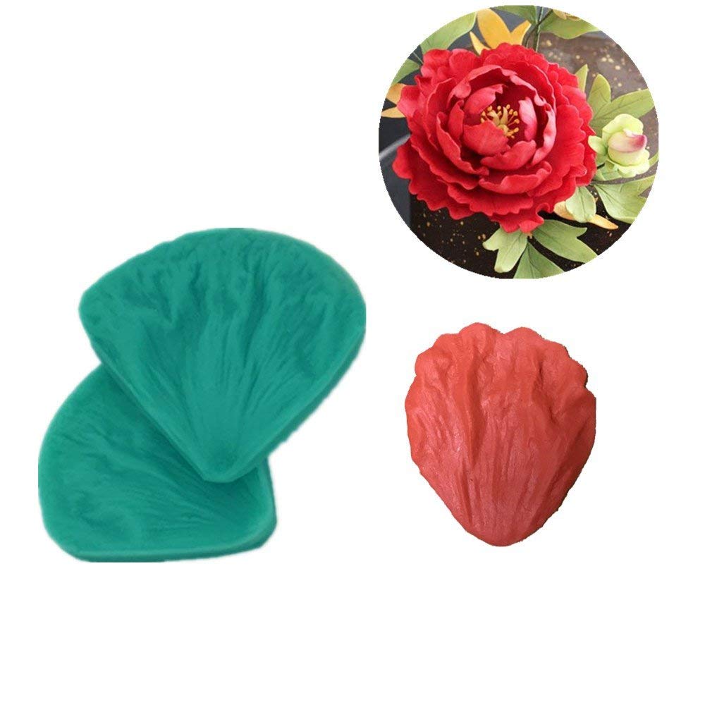 2Pcs Gumpaste Peony Silicone Veining Mold Fondant Flowers For Cake Decorating Silicone Veiner Flower Making Tools