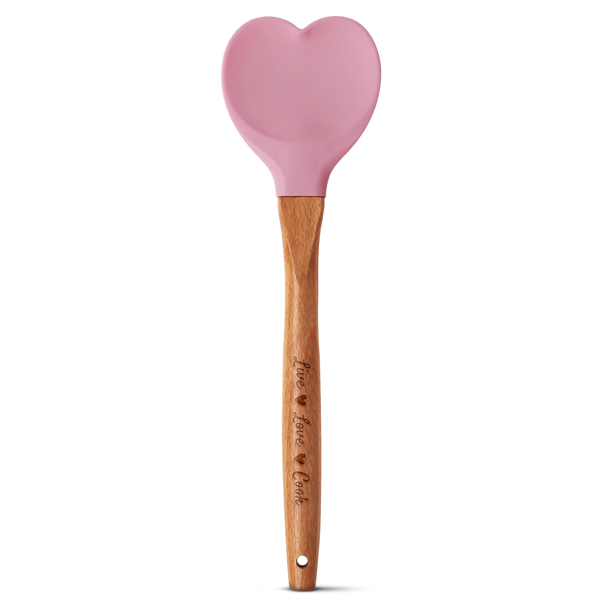 Gorgeous Heart shaped Bamboo Wooden Spoon with an engraved handle and heart shaped base hole for hanging The secret ingredient i