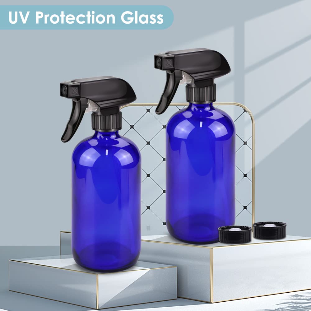 Bontip Glass Spray Bottle, Blue Glass Spray Bottle Set & Accessories For Non-Toxic Window Cleaners Aromatherapy Facial Hydration