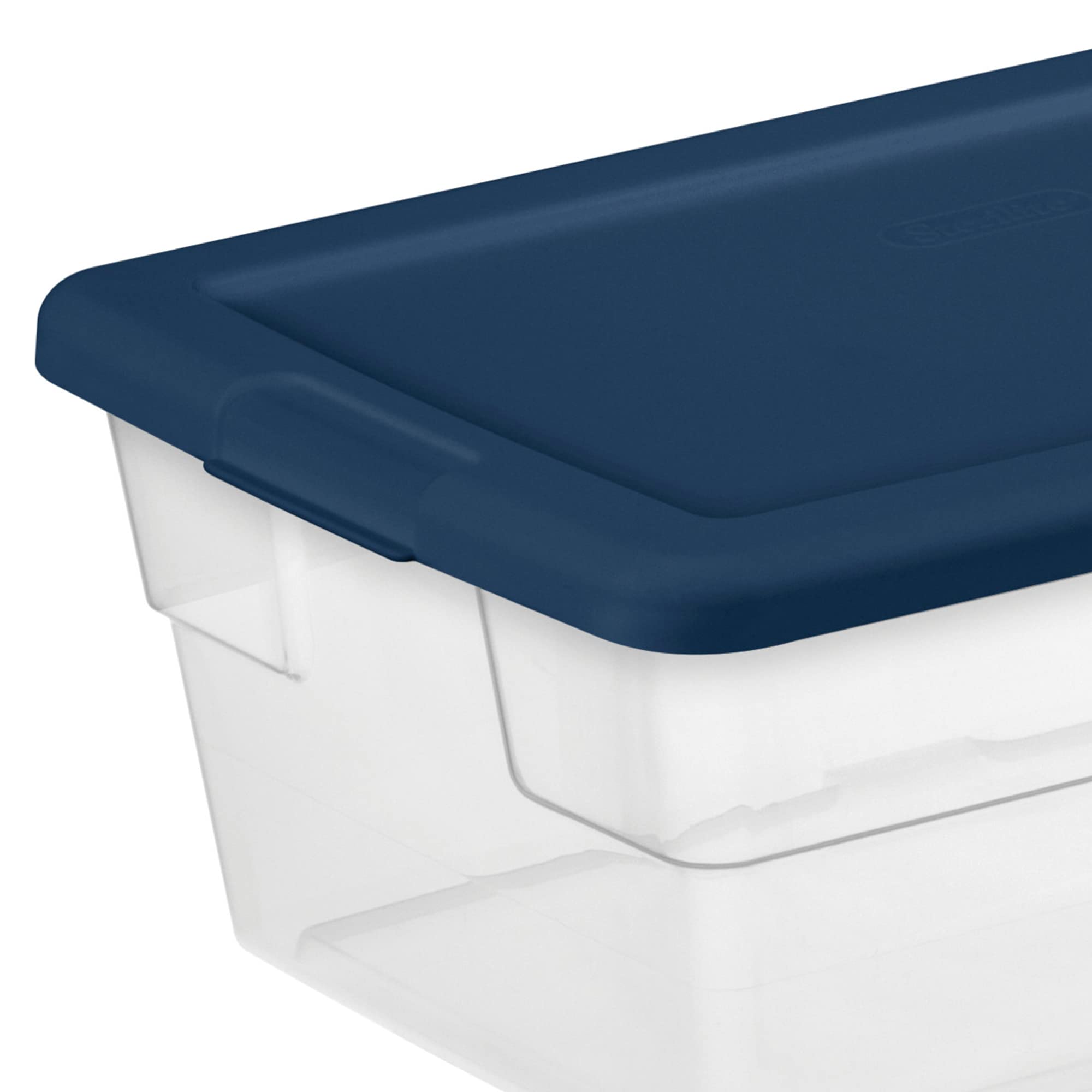 Sterilite Stackable 6 Quart Home Storage Tote Container With Handles For Efficient Space Saving Household Organization, Marine B