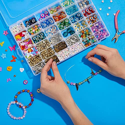 Nyalkaran Jewelry Organizer Storage Box With Dividers Transparent Box, Rectangular Plastic Storage Box For Accessories & Small I