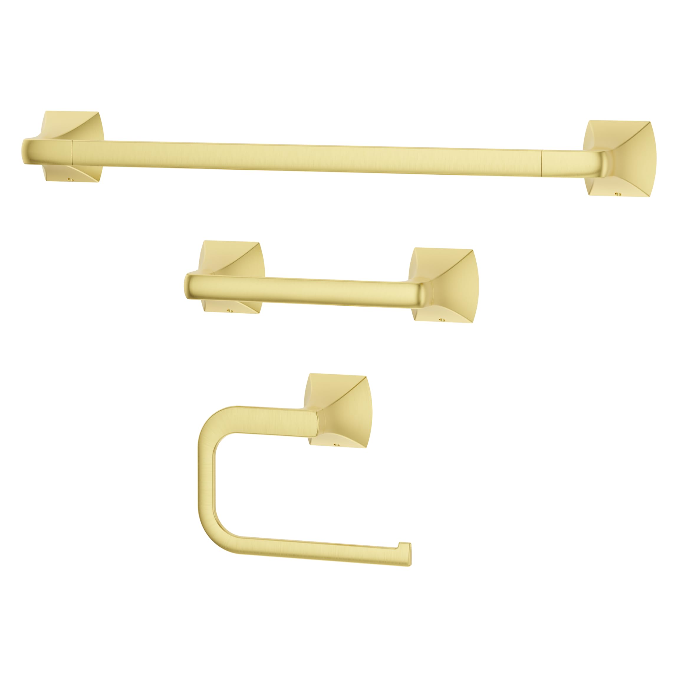Pfister Bruxie 3-Piece Bathroom Hardware Set With Towel Bar, Towel Ring, And Toilet Paper Holder, Wall-Mounted, Brushed Gold Fin