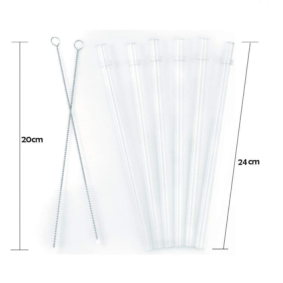 Zytc Plastic Straws For Yeti, Reusable Clear Transparent Straight Drinking Straws, Set Of 6 With 2 Cleaning Brushes