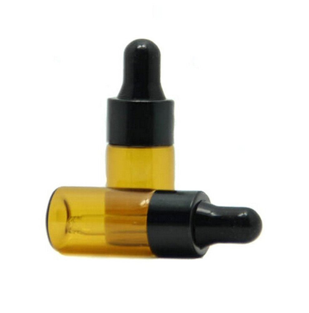 6Pcs 3Ml Dark Brown Glass Bottle With Glass Eye Dropper Cosmetics Small Sample Container