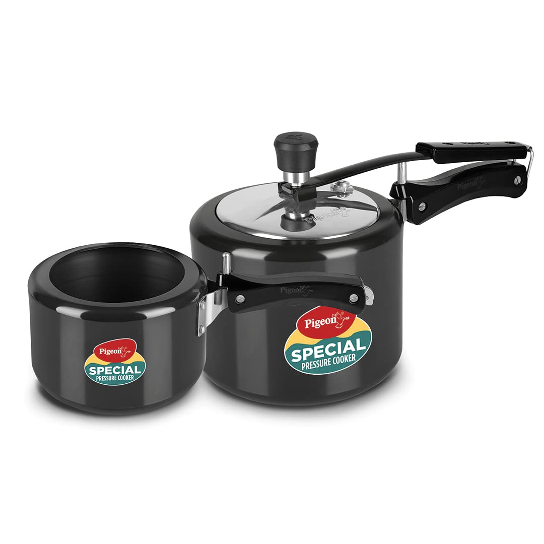 Pigeon By Stovekraft 2+3 Litre Combo Special Hard Anodised Inner Lid Induction Base Pressure Cooker (Black) Bis Certified ,Commo