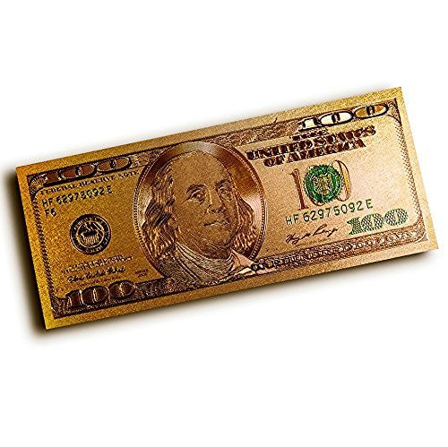 C.N. 100 Dollar Bill Design Money Magnet For Refrigerator, Office Board, Desk, Door, Gold