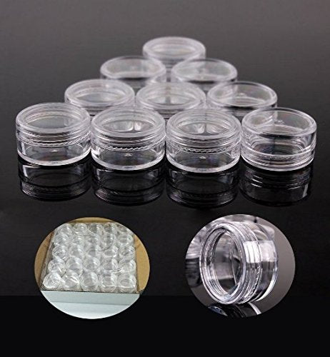 Gogoonly 50 Empty, Clear, 5 Gram Plastic Pot Jars, Cosmetic Containers, With Lids-Bh000507