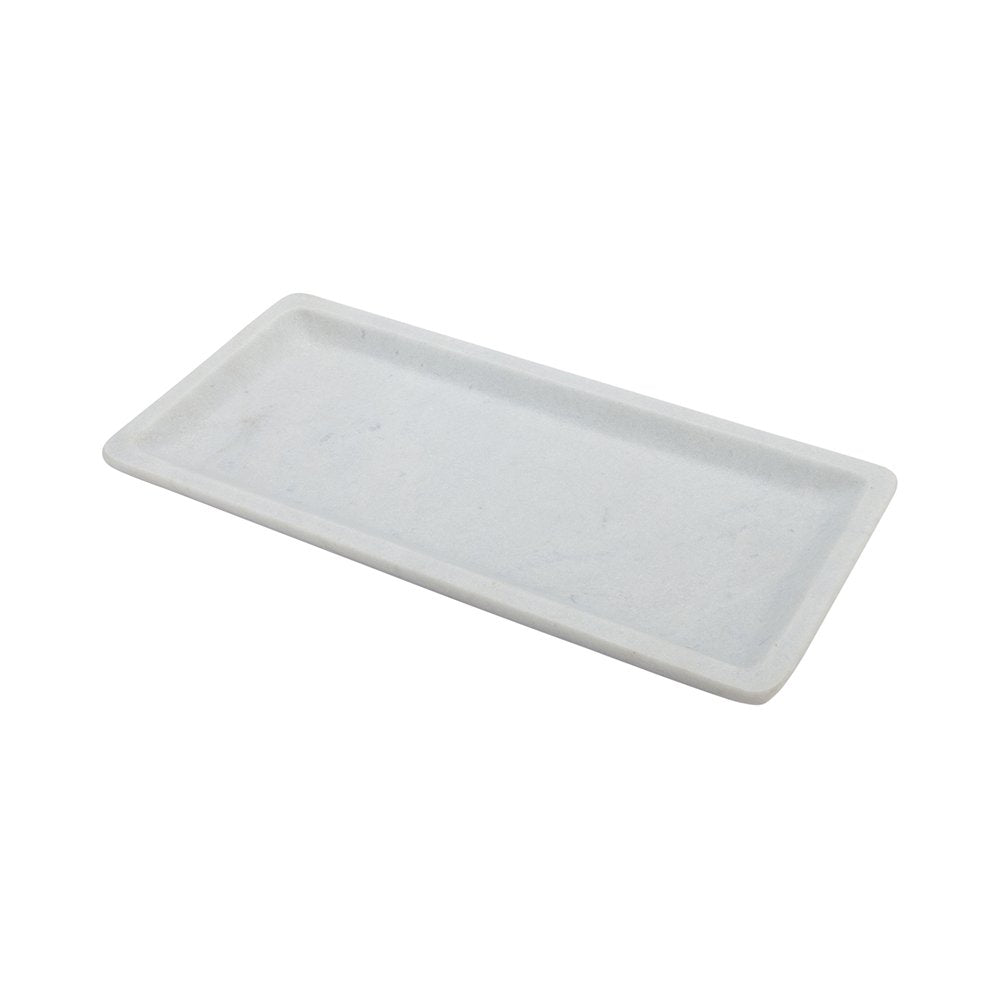 Stone Tek 9.8 Inch X 4.7 Inch Marble Serving Tray, 1 Natural Veining Marble Food Tray - Scratch Resistant, Raised Edges, Italian