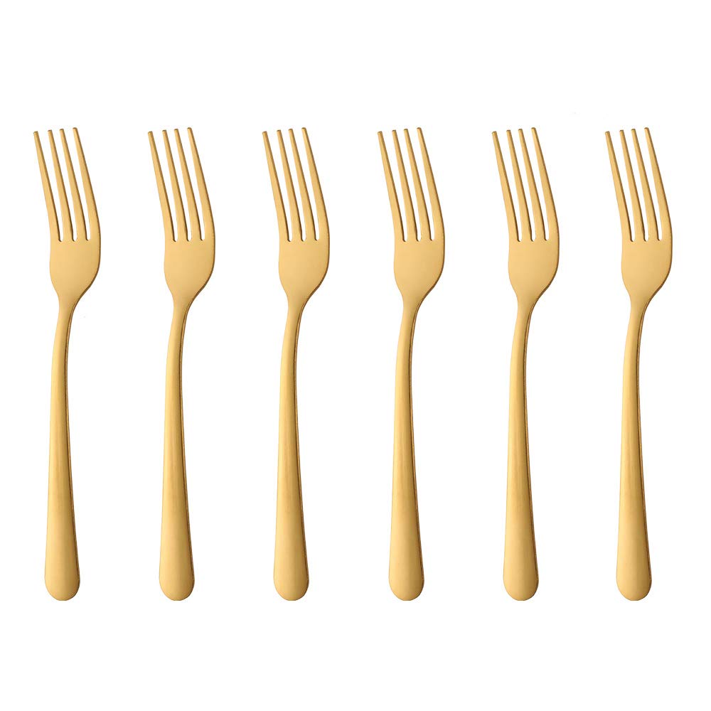 Buyer Star 7 Inch Gold Dinner Fork Set Of 24, Stainless Steel Flatware Forks For Restaurant, Hotel, Dishwasher Safe