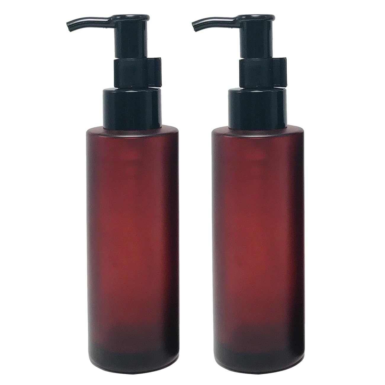 2Pcs 100Ml/3.4Oz Empty Amber Frosted Glass Lotion Pump Bottle Jars With Black Pump Top Cosmetic Makeup Packing Storage Container