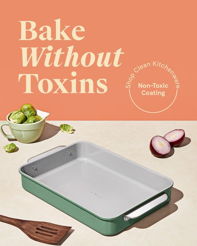 Caraway Non-Stick Ceramic 9?x13? Rectangle Pan - Naturally Slick Ceramic Coating - Non-Toxic  PTFE & PFOA Free - Perfect for Brownies  Lasagnas  and More - Perracotta