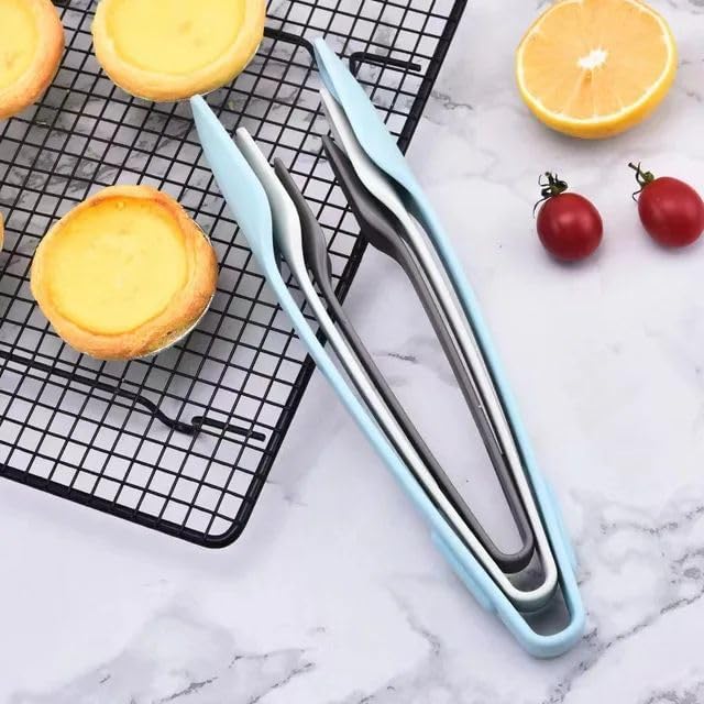 Cyrox 3Pcs Set Plastic Food Tongs Small Medium Large Multifunctional Barbecue Tongs Bread Tong Cooking Clamp Salad Pincers Bakin