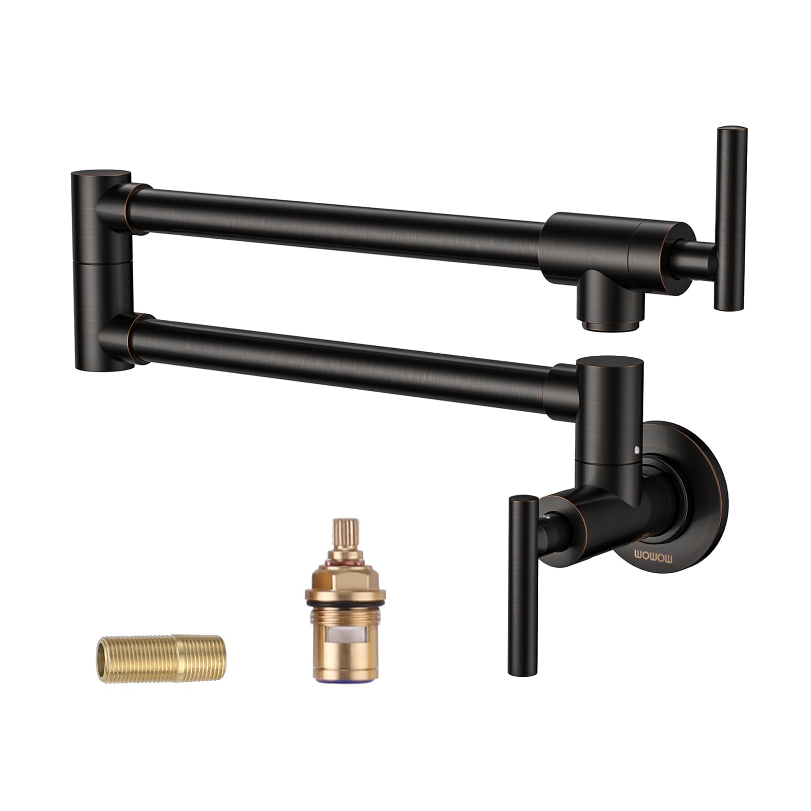 WOWOW Pot Filler Faucet Oil-Rubbed Bronze Commercial Wall Mount Stove Faucet  Brass Pot Filler Folding Faucet Over Stove  Kitchen Pot Faucet with Double Joint Swing Arms