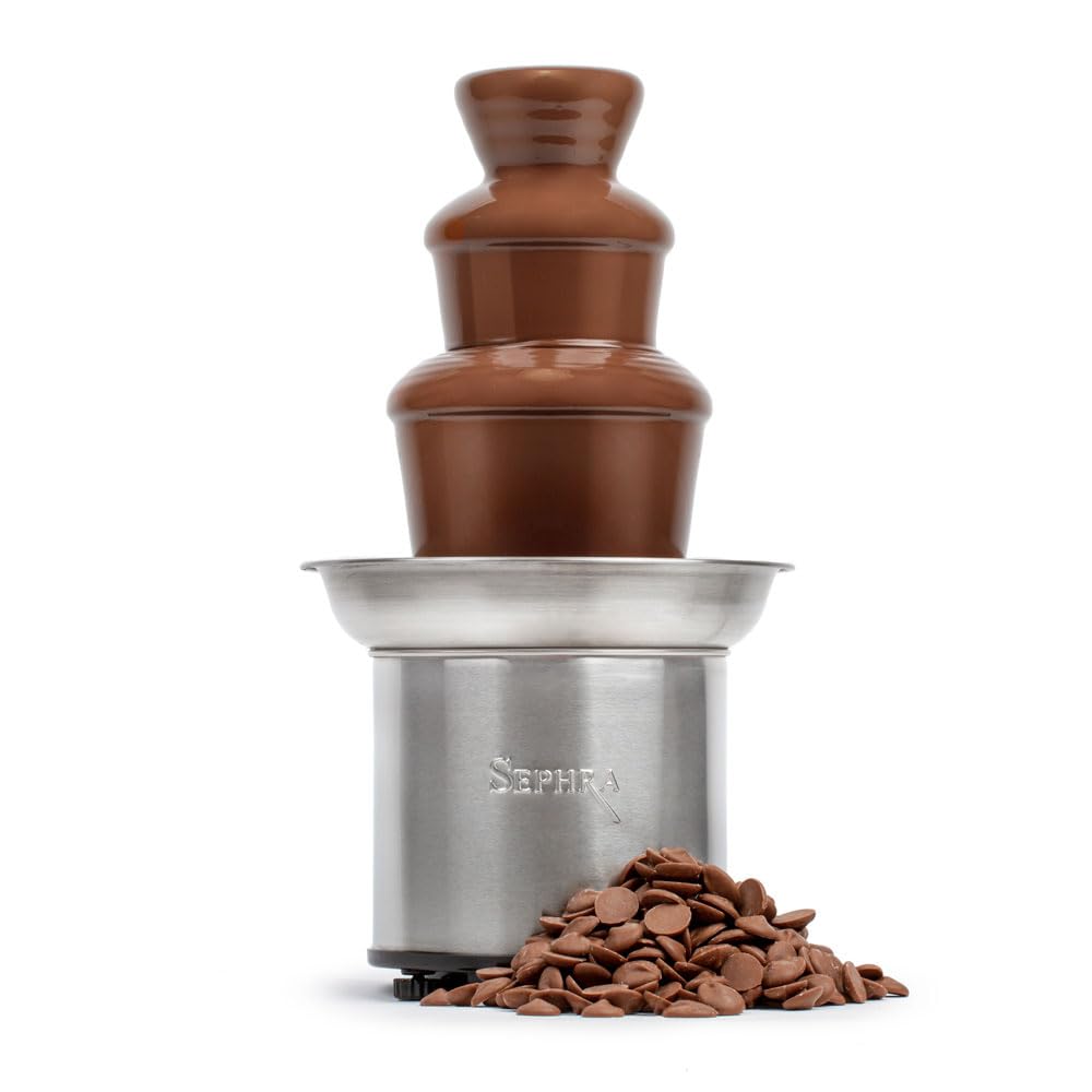 Sephra Select Chocolate Fountain Small 16-Inch Chocolate Fountain Machine For Melting Chocolate, Stainless Steel Heated Basin Ch
