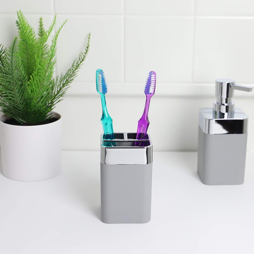 Home Basics Th35007 Toothbrush Holder, Grey