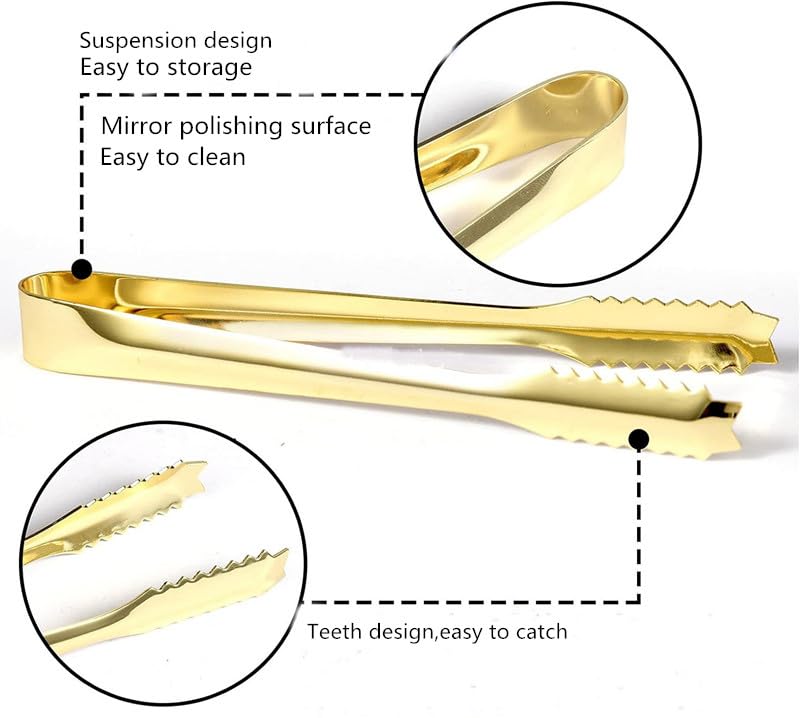 Stainless Steel Ice Scoop And Ice Tongs,Small Round Bottom Bar Ice Flour Utility Scoop 8Oz& Buffet Clip 6Inch Kitchen Bar Bbq Pa