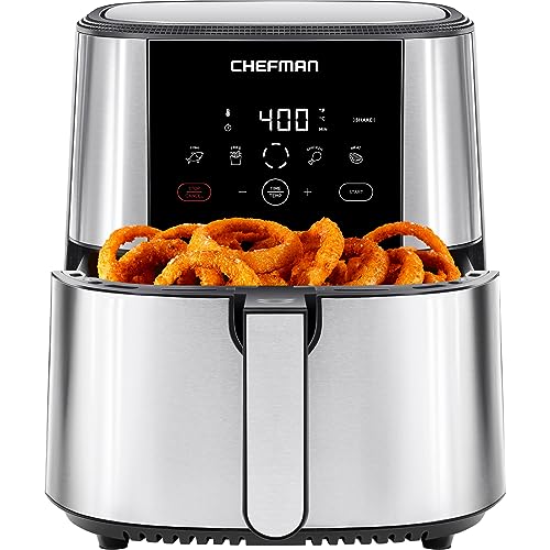 Chefman Turbofry Touch Air Fryer, Xl 8-Qt Family Size, One-Touch Digital Control Presets, French Fries, Chicken, Meat, Fish, Non