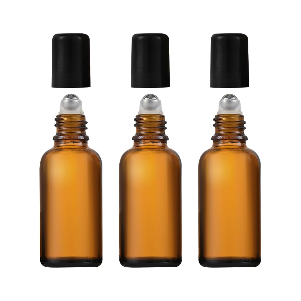 GSHLLO 3 Pcs 100ml Essential Oil Roller Bottles Refillable RollOn Glass Bottles Empty Perfume Sample Bottles For Lip Balms Glos