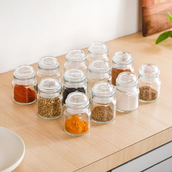 Avastro  Glass Jar And Container 100Ml With Rust Proof Air Tight Lid,Suitable To Use In Your Home Office,Kitchen Storage Glass 