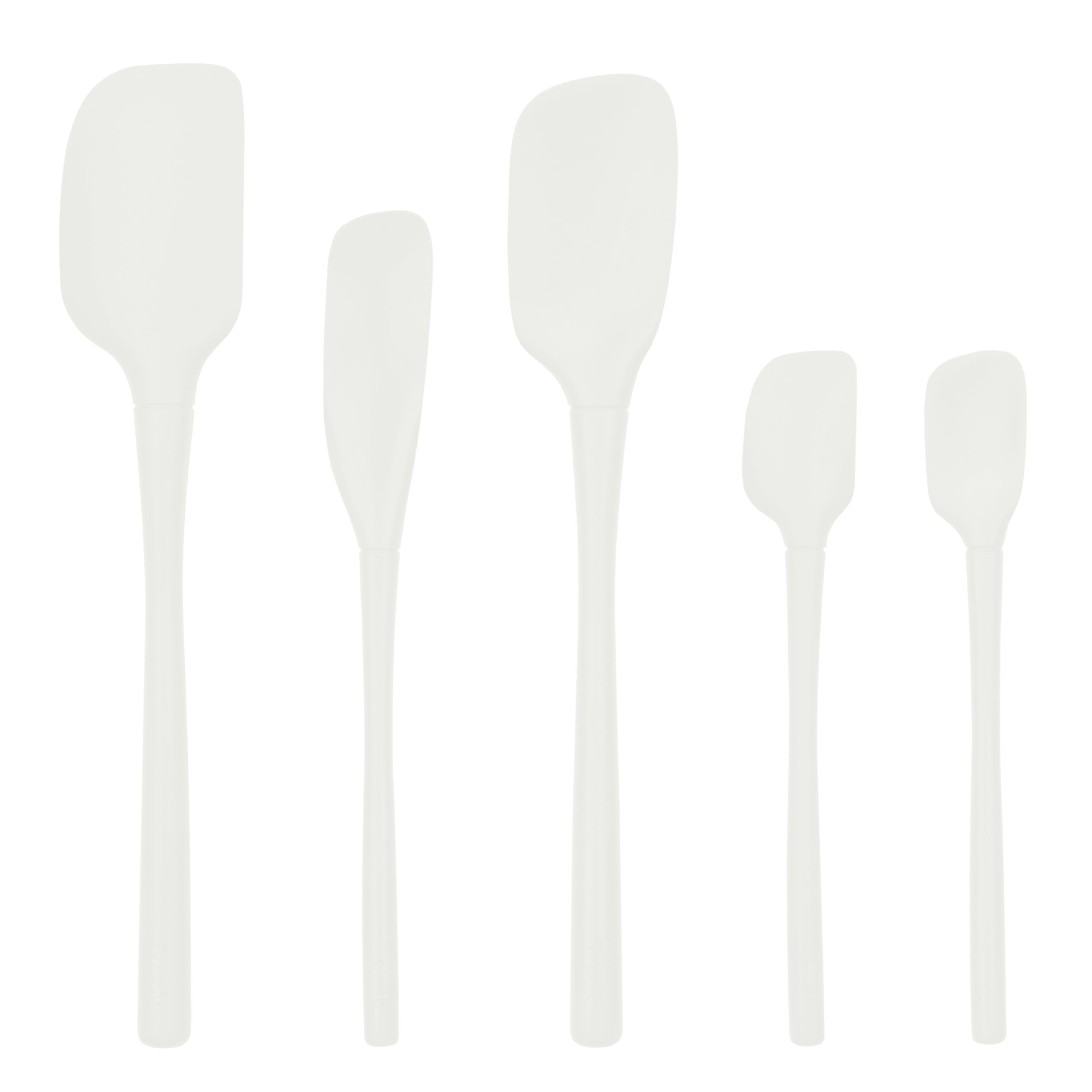 Tovolo Flex-Core All Silicone Spatula Set of 5 for Meal Prep, Cooking, Baking, and More - White