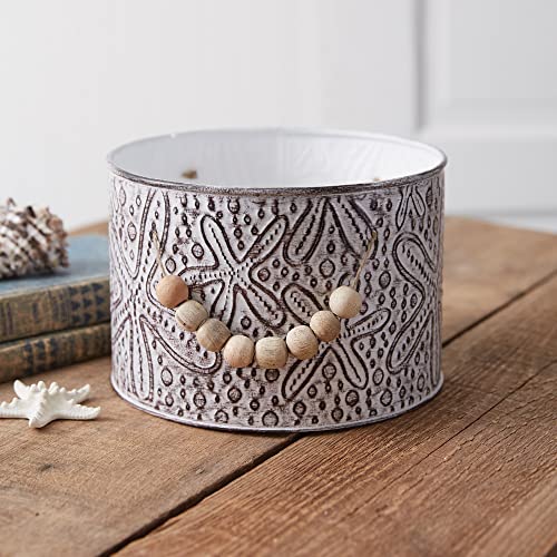 Starfish Stamped Metal Bucket With Wood Bead Handles
