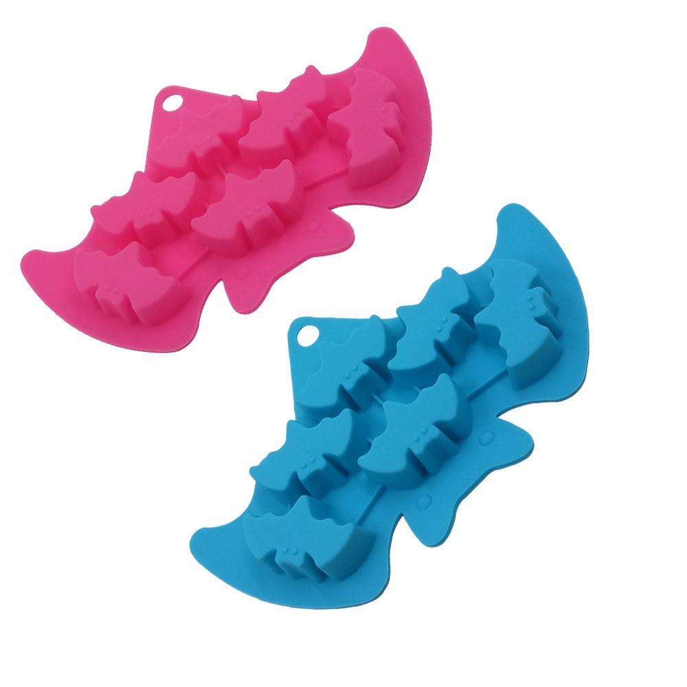 Lshcx Silicone Bakeware Set - Heat Resistant Halloween Baking Molds For Chocolate, Candy Mold Ice Tray - Bats, 2 Pack