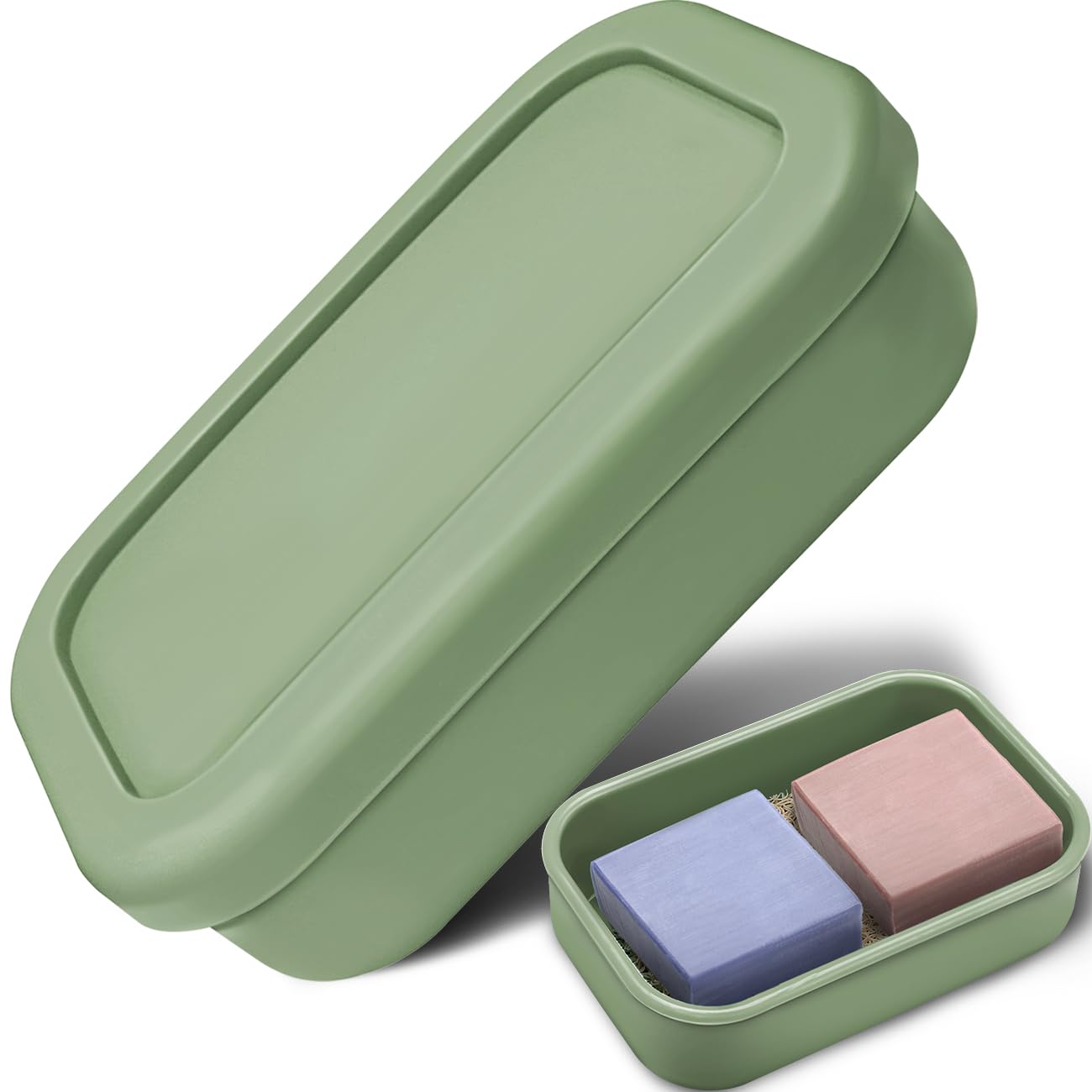 Enhanced Leak Proof Traveling Soap Holder With Lid, Shampoo Bar & Conditioner Bar Holder, Soap Container With Draining Layer, Po