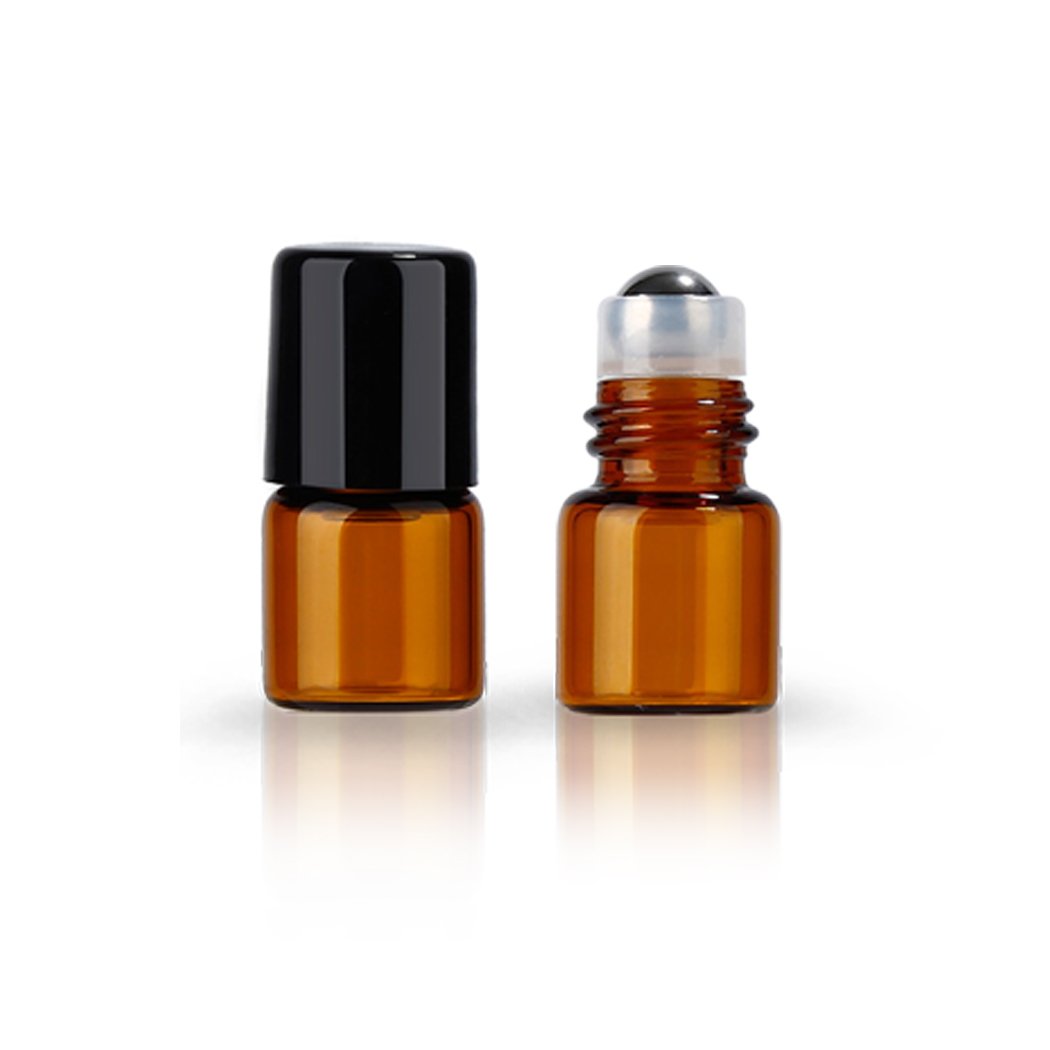 Round Hard Shell Case for 1/4 5/8 DRAM Micro Mini Roll-on Glass Bottles with Metal Roller Balls - Refillable Aromatherapy Essential Oil Roll On (HOLDS 12 VIALS) (1ML Mix bottle)