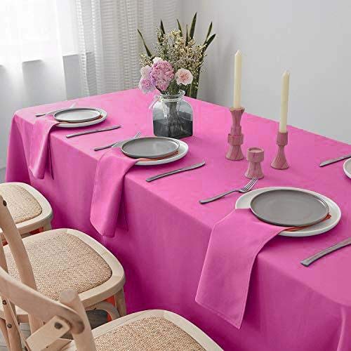 Balsacircle 90X132-Inch Fuchsia Rectangle Polyester Tablecloth Table Cover Linens For Wedding Party Events Kitchen Dining