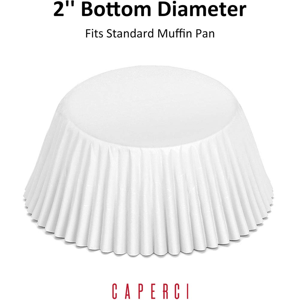 Caperci White Foil Cupcake Liners Standard Muffin Wrappers 150-Pack - Premium Greaseproof & Sturdy Cupcake Papers For Baking