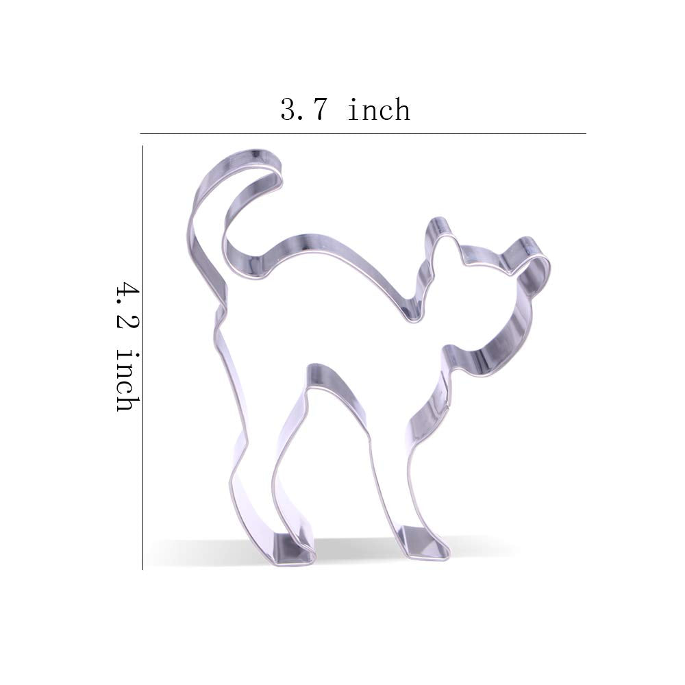 4.2 Inch Scared Cat Cookie Cutter - Stainless Steel