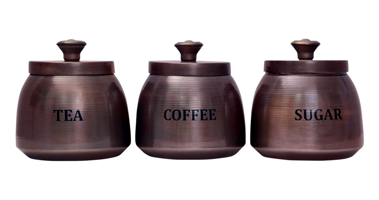 Cattle Design Coffee Sugar Tea Canister Set Of 3 - Galvanized Metal - Beautiful Fancy Elegant Decorative Food Storage Jars Perfe