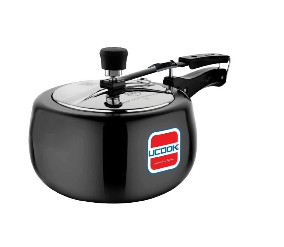 Ucook By United Ekta Engg. Royale Duo 3 Litre Hard Anodised Aluminium Inner Lid Induction Base Pressure Cooker With Stainless St
