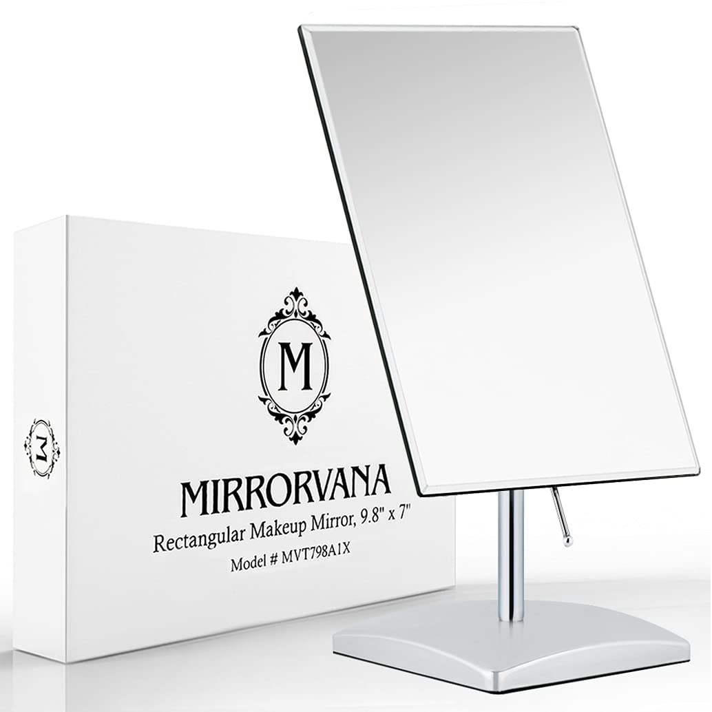 Large Tabletop Face Mirror With Stand - True No Magnification Single Sided Mirror For Retail Store Display Counter, Table Top Va