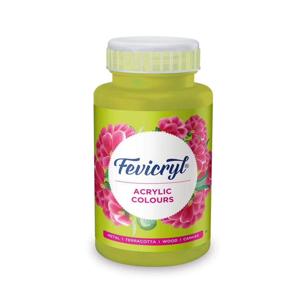 Fevicryl Acrylic Colour Neon Green 500Ml | Art & Craft, Diy, Rich Pigment, Non-Craking Paint For Canvas, Wood, Leather, Earthenw