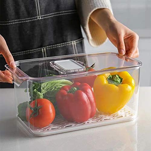 Sanno Vegetable Fruit Containers Fridge Containers,Freezer Produce Saver Refrigerator Organizer Bins With Vented Lids And Drain