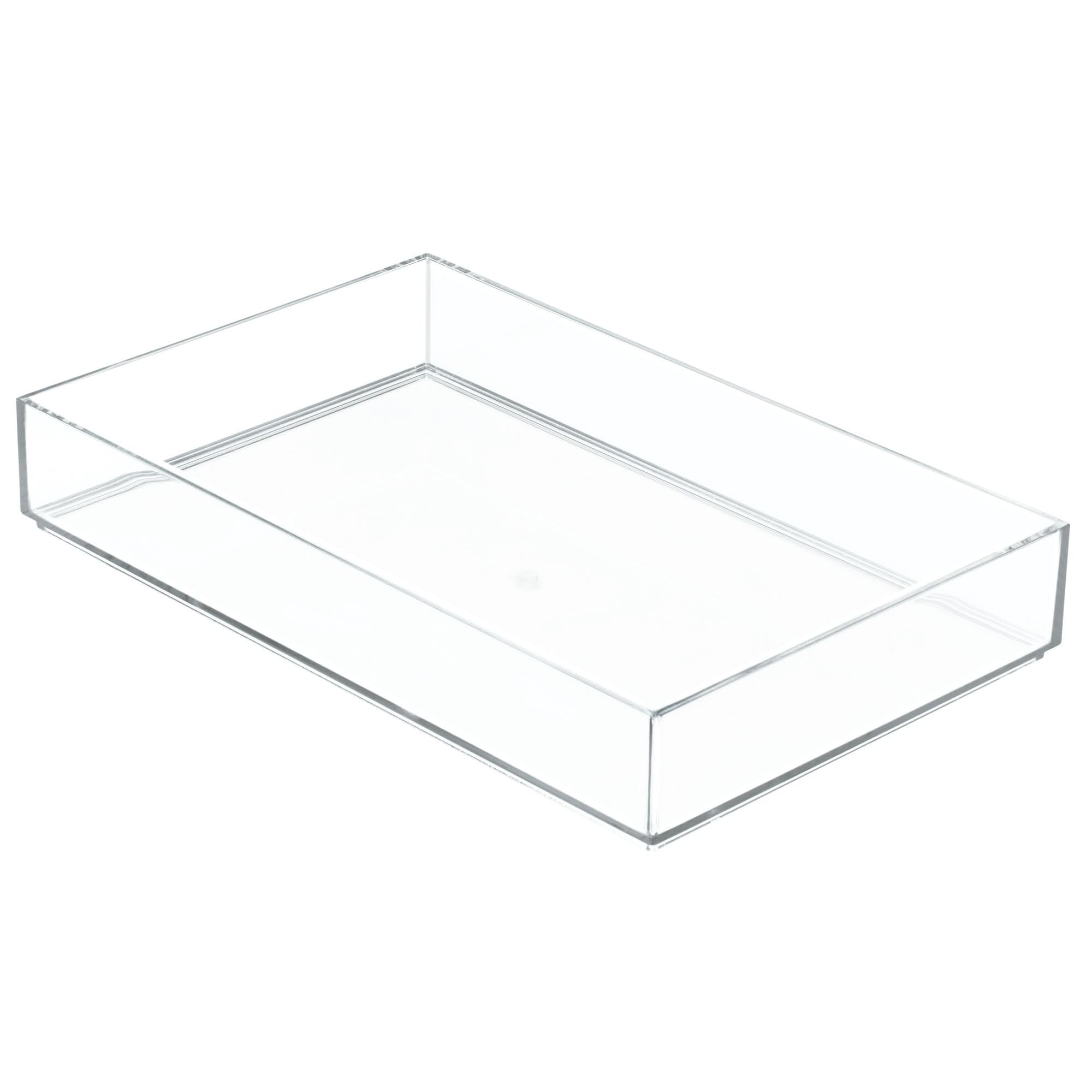 iDesign Clarity Plastic Drawer Organizer, Storage Container for Vanity, Bathroom, Kitchen Drawers, 8'' x 12'' x 2'', Clear