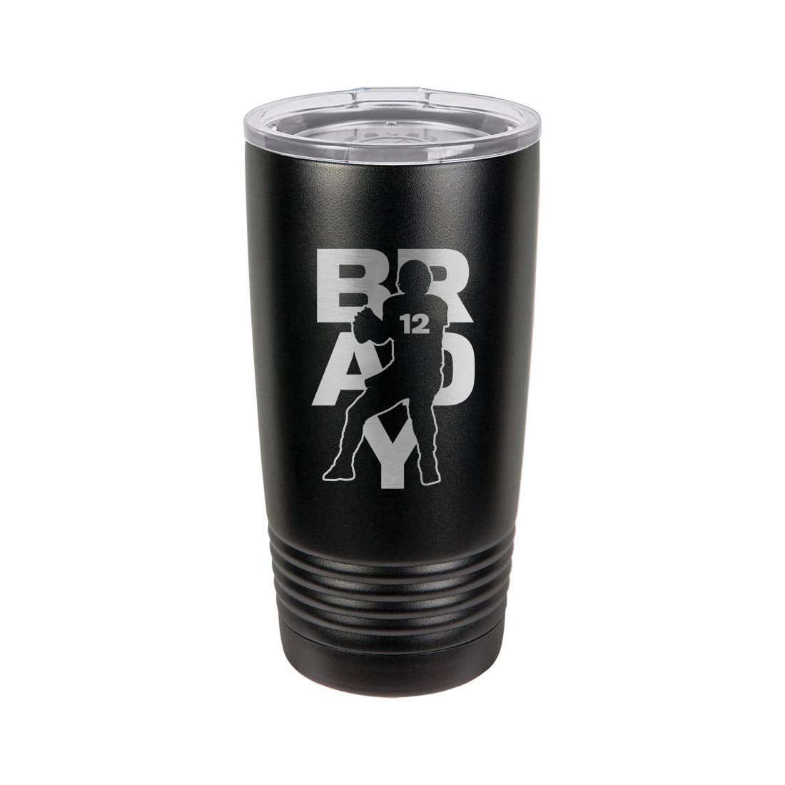 Football Sports Athletic Player - 3D Laser Engraved Black Polar Camel 20 Oz. Vacuum Insulated Tumbler Mug With Clear Lid (Brady