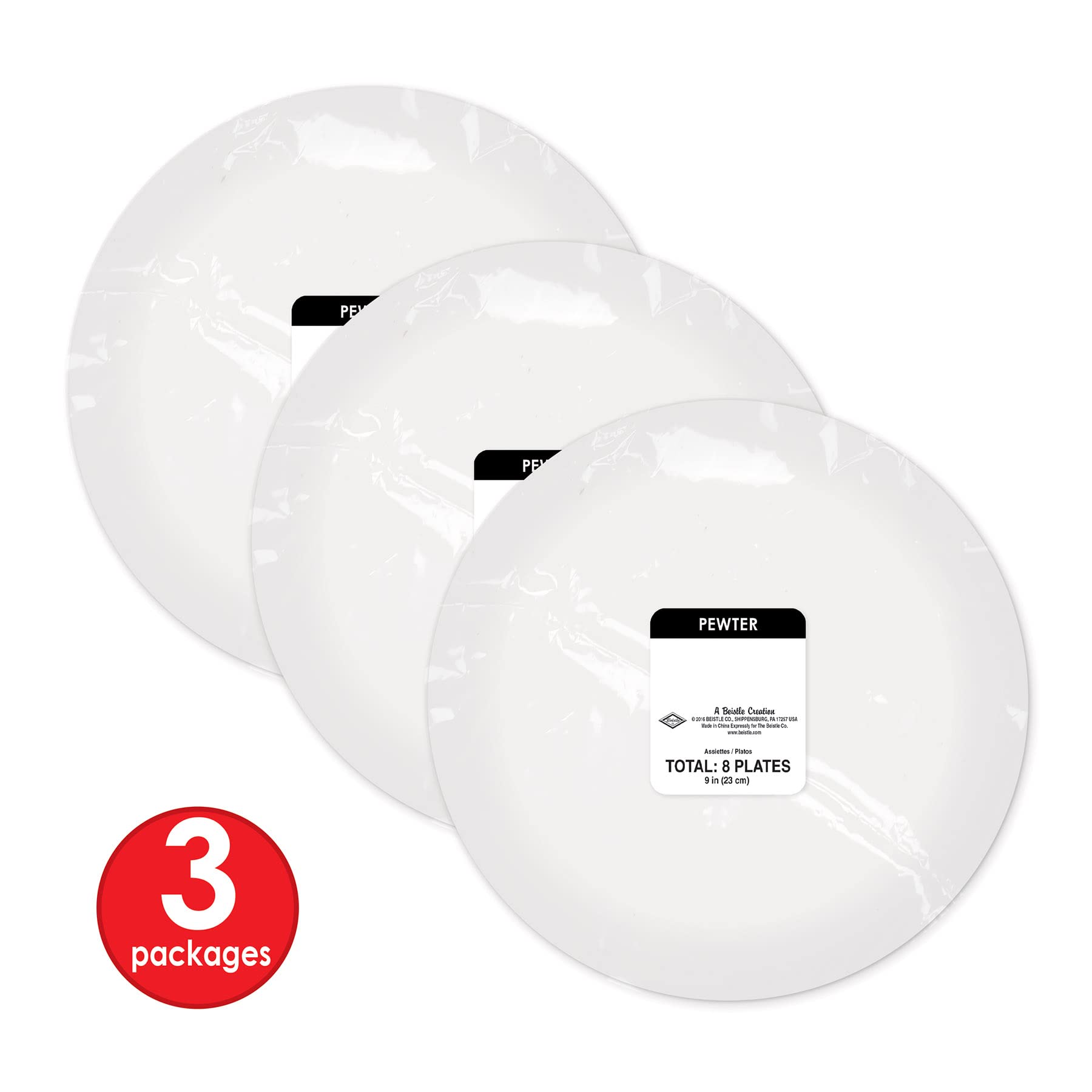 Beistle 24 Piece All Occasion Disposable Pewter Paper Plates Medieval Party Supplies - Pirate And Halloween Tableware, 9'', 5817