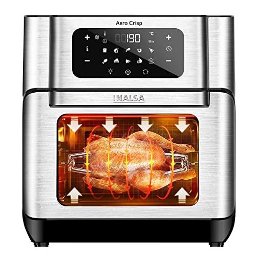 Inalsa Air Fryer Oven 12 Ltr Capacity & 1500W with Rotisserie Function|7in1 Air Fry,Bake,Grill,Roast,Dehydrate & Reheat Functi