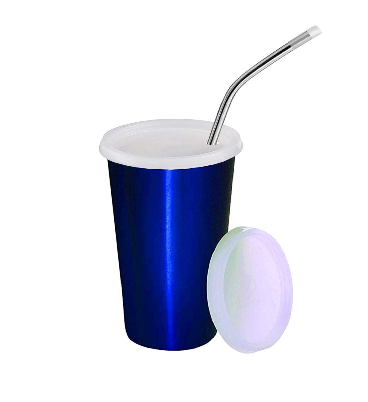 Parabrahma Stainless Steel Glass With Straw And Plus Extra Travel Lid | Stainless Steel Air Tight Glass With Lid & Straw For Kid