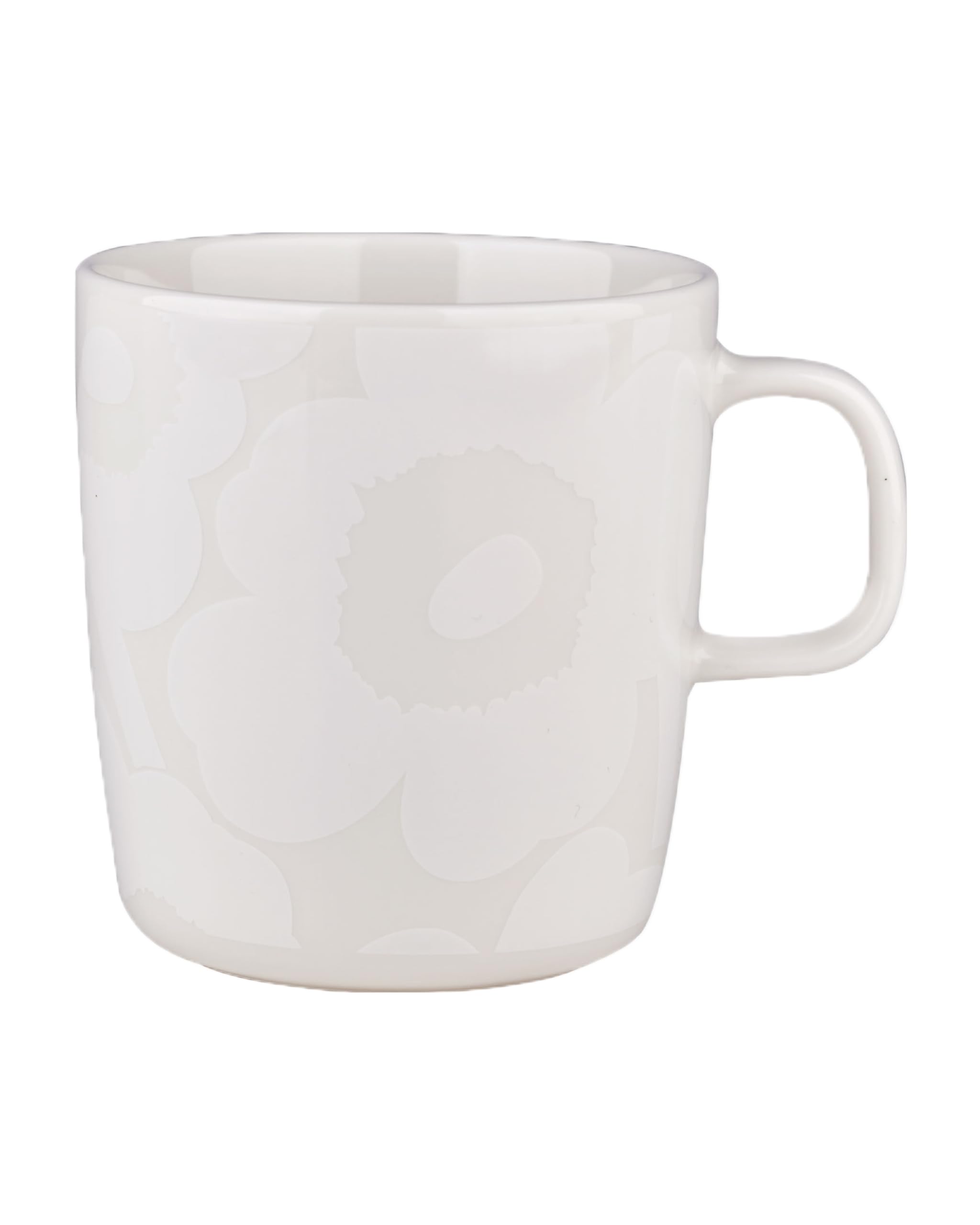 Marimekko Oiva Unikko Large Mug - Refine Your Kitchen D  Cor With Our Iconic White Stoneware - Stylish Porcelain Coffee Mugs To