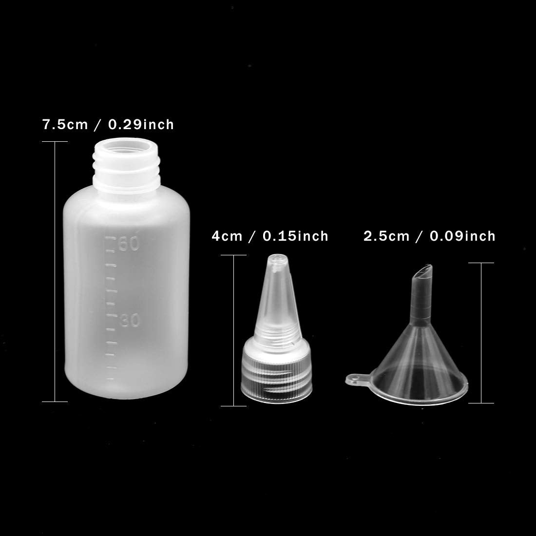 10Pcs Clear Plastic Small Squeeze Bottles, 60Ml/2Oz Empty Squirt Bottle With Twist Top Caps And 2Pcs Mini Funnels For Sauce, Ess